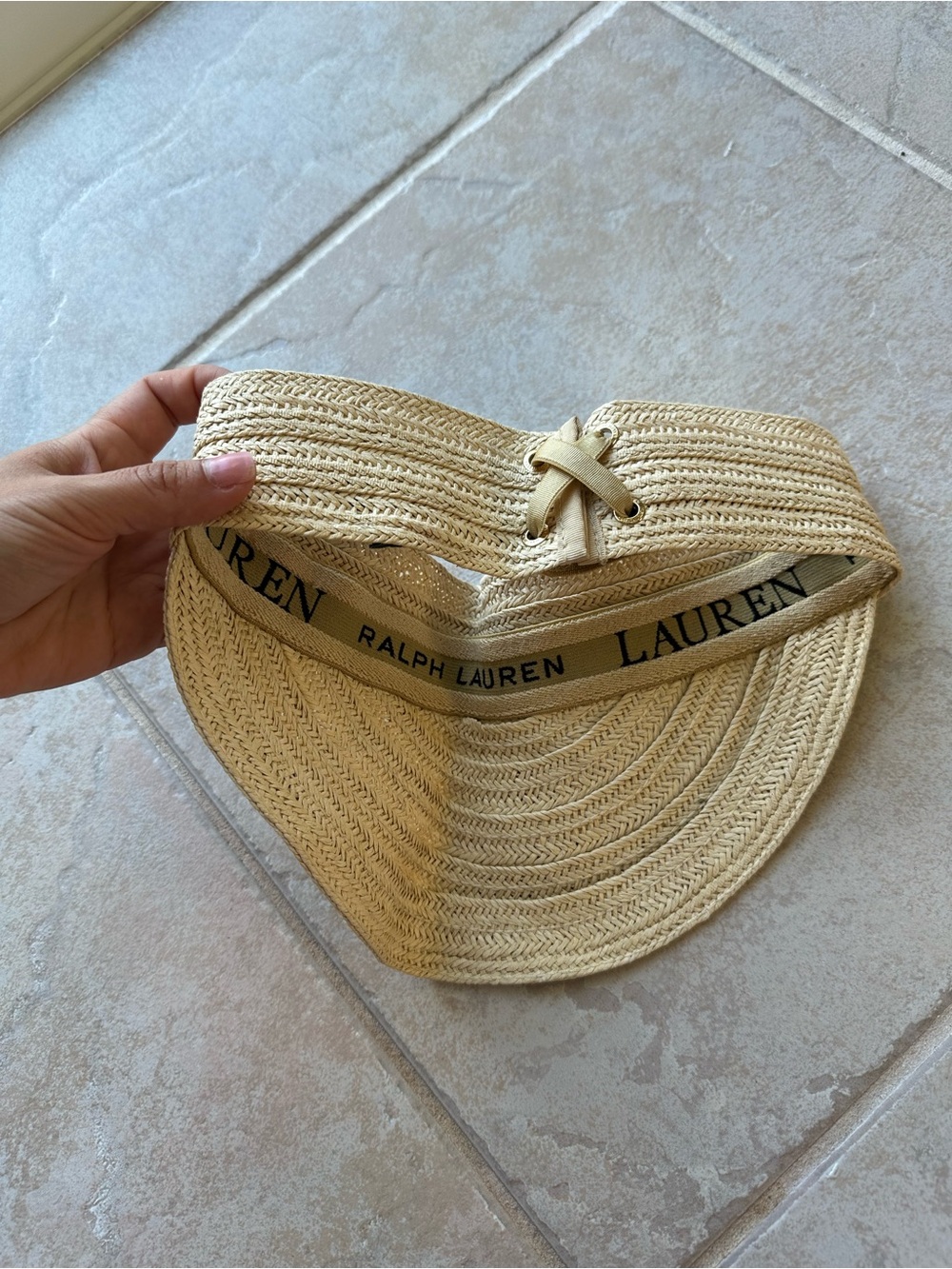 Ralph Lauren Natural Straw Visor with Branded Trim